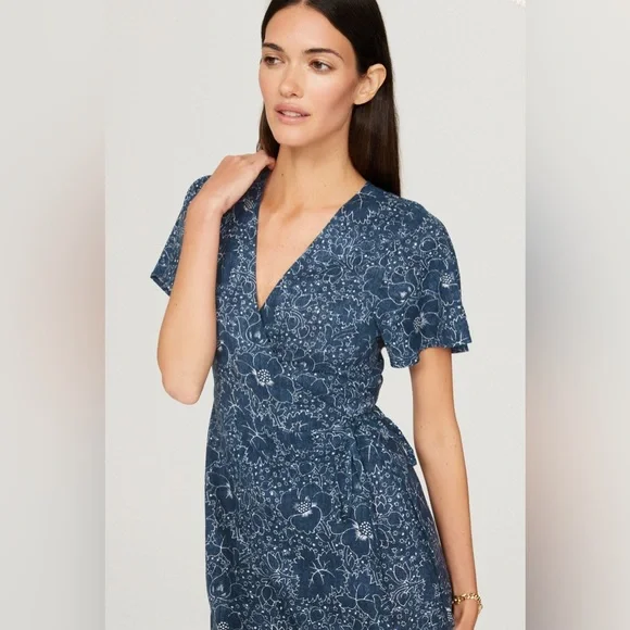 Marine Layer Emlyn Wrap Midi Dress Medium - Picture 4 of 14